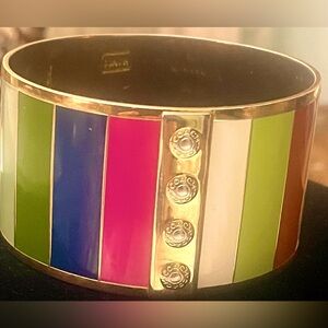 Vintage COACH Logo 1941  Wide Enamel Gold- Tone Bangle